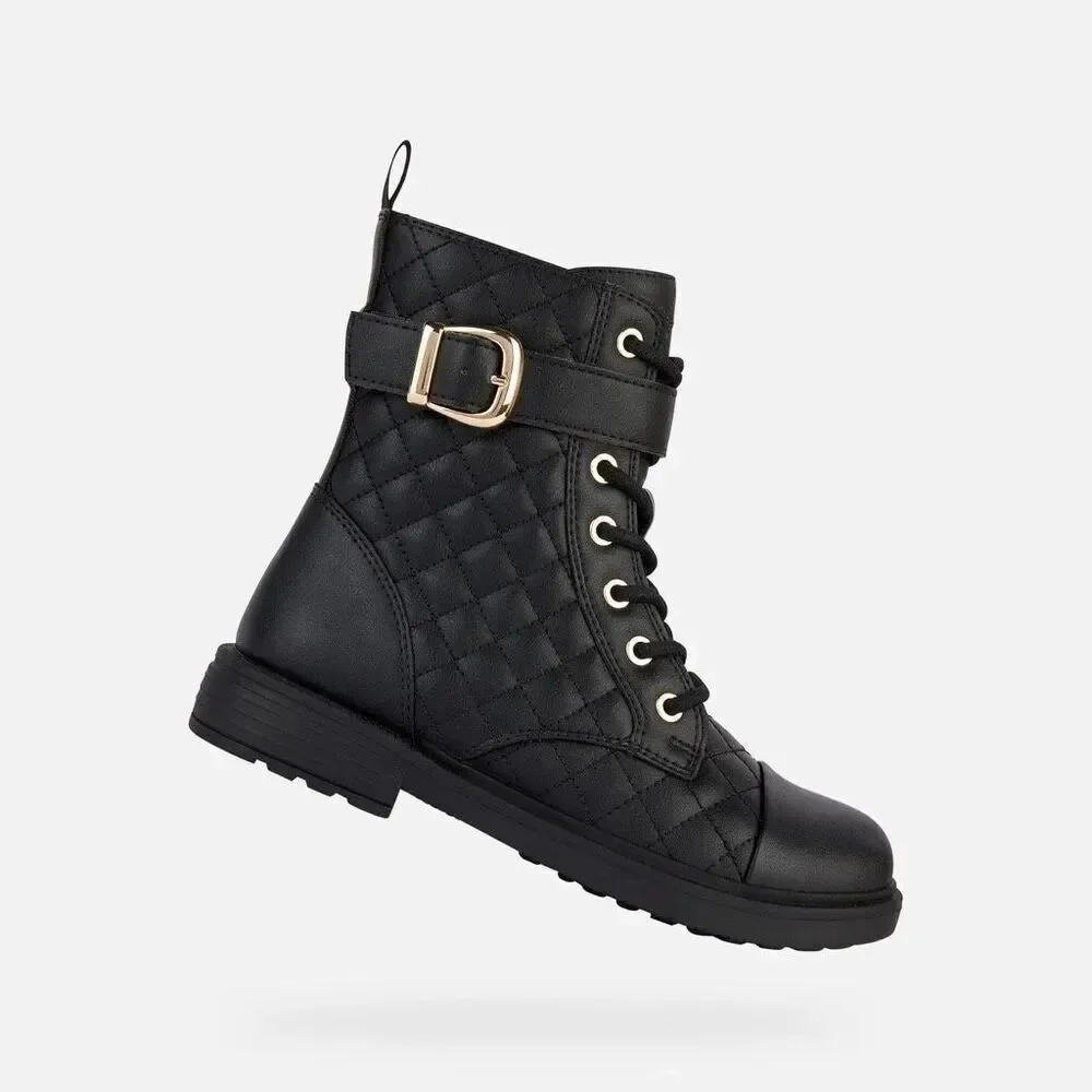 Geox NWT Girls’ Eclair 30 Synthetic Leather Boots Black Youth US 12